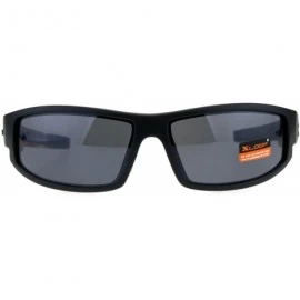 Rectangular Rectangular Flame Arm Warp Around Sport Plastic Sunglasses - Black Orange Black - CM18GU2XIQR $9.54