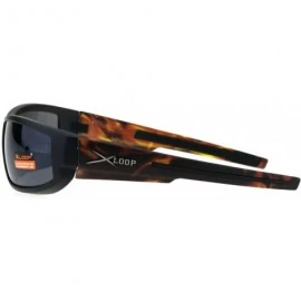 Rectangular Rectangular Flame Arm Warp Around Sport Plastic Sunglasses - Black Orange Black - CM18GU2XIQR $9.54