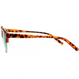 Wayfarer Retro Half Horn Rim Horned Mirrored Mirror Lens Sunglasses - Tortoise Yellow - CO12CJLB5ZN $10.09