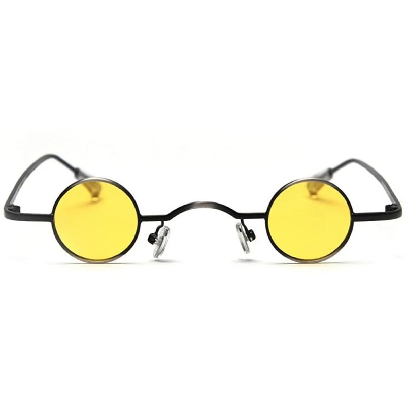 Round New fashion retro concave shape small round unisex metal frame brand designer ladies sunglasses - Yellow - CI18SSWNSST ...
