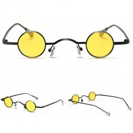 Round New fashion retro concave shape small round unisex metal frame brand designer ladies sunglasses - Yellow - CI18SSWNSST ...