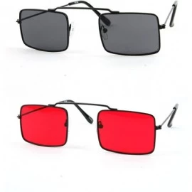 Square Hippie Retro Square Gothic Vampire Sunglasses P2196 (2PCS) - 2 Pcs Black-smoke Lens & Black-magenta Lens - CH12EXHZTZD...