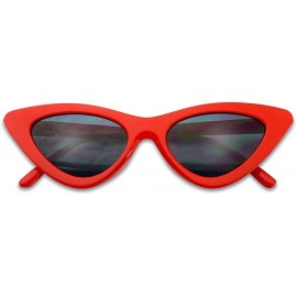 Goggle Super Retro Vintage Exaggerated Slim Netural Color Frame Cat Eye Sunglasses - Red Frame - C118EG5G0GT $22.58