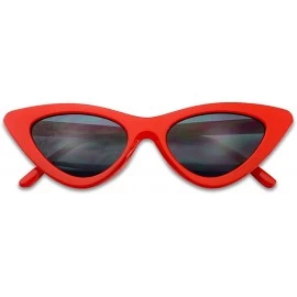Goggle Super Retro Vintage Exaggerated Slim Netural Color Frame Cat Eye Sunglasses - Red Frame - C118EG5G0GT $19.40