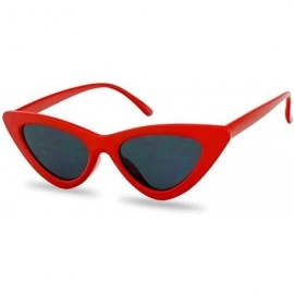 Goggle Super Retro Vintage Exaggerated Slim Netural Color Frame Cat Eye Sunglasses - Red Frame - C118EG5G0GT $12.22