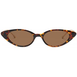 Oval Cateye Metal Frame Lady Sunglass - Leopard/Brown - CA18DWM53YQ $12.43