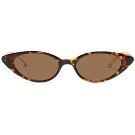 Oval Cateye Metal Frame Lady Sunglass - Leopard/Brown - CA18DWM53YQ $23.26