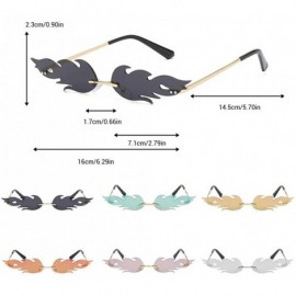 Rimless Unisex Rimless Sunglasses- Mirrored Lens Sunglasses Flame Sunglasses Wave Sun Glasses Trending Narrow Sunglasses - CG...