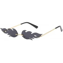 Rimless Unisex Rimless Sunglasses- Mirrored Lens Sunglasses Flame Sunglasses Wave Sun Glasses Trending Narrow Sunglasses - CG...