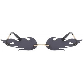 Rimless Unisex Rimless Sunglasses- Mirrored Lens Sunglasses Flame Sunglasses Wave Sun Glasses Trending Narrow Sunglasses - CG...