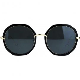 Round Womens Mod Geometric Color Mirrored Lens Round Luxury Sunglasses - All Black - C618KIAU3MH $23.35