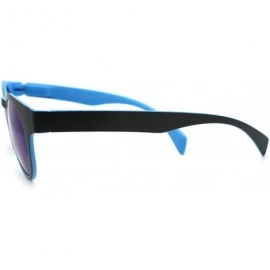 Round Round Keyhole Sunglasses 2-tone Color Mirror Lens Spring Hinge - Blue - CC11Q9GFPB5 $13.00