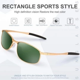 Rectangular Polarized Sport Mens Sunglasses HD Lens Metal Frame Driving Shades FD 9005 - Green /Gold - C118KRNDTC7 $9.63