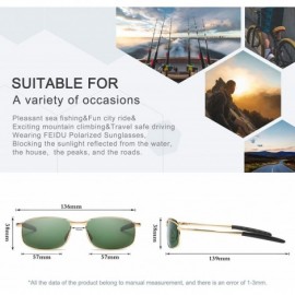 Rectangular Polarized Sport Mens Sunglasses HD Lens Metal Frame Driving Shades FD 9005 - Green /Gold - C118KRNDTC7 $9.63