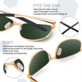 Rectangular Polarized Sport Mens Sunglasses HD Lens Metal Frame Driving Shades FD 9005 - Green /Gold - C118KRNDTC7 $9.63