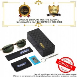 Rectangular Polarized Sport Mens Sunglasses HD Lens Metal Frame Driving Shades FD 9005 - Green /Gold - C118KRNDTC7 $9.63