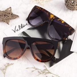 Oversized Fashion Designer Women Sunglasses Oversized Flat Top Square Frame Retro Gradient Lens MOS9 - C117YIOTAAN $12.09