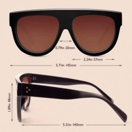 Oversized Fashion Designer Women Sunglasses Oversized Flat Top Square Frame Retro Gradient Lens MOS9 - C117YIOTAAN $12.09