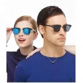 Rimless Polarized Mens Sunglasses Womens UV 400 Sunglasses For Man and Woman. - Brilliant Black Frame Brilliant Blue Lens - C...