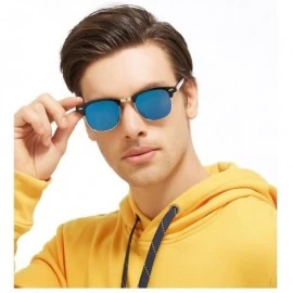 Rimless Polarized Mens Sunglasses Womens UV 400 Sunglasses For Man and Woman. - Brilliant Black Frame Brilliant Blue Lens - C...
