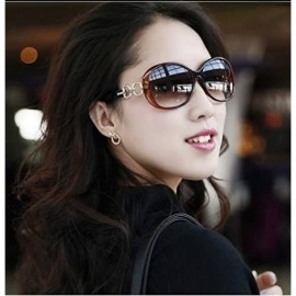 Goggle Sunglasses Women Large Frame Glasses Eyewear UV protection Goggles - Khaki - CF184C0C0DA $10.73