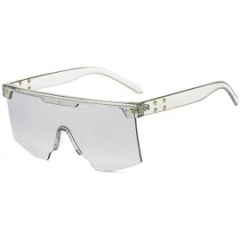 Square Fashion Oversized Sunglasses Glasses Sunglass - Silver - C918XDUXGQ6 $27.31