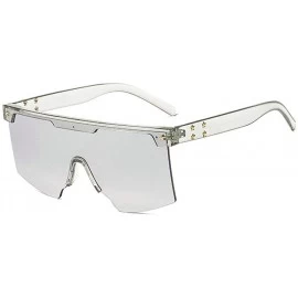 Square Fashion Oversized Sunglasses Glasses Sunglass - Silver - C918XDUXGQ6 $24.98
