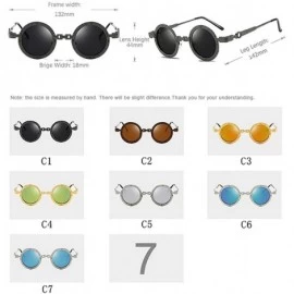 Round Classic Gothic Steampunk Sunglasses Round Metal Er Glasses Vintage UV400 Eyewear Shades - C3 Sliver Mirror - CV198AI93T...