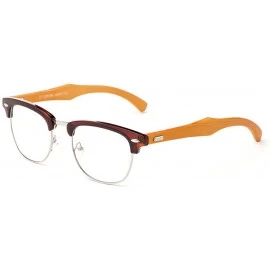 Wayfarer Real Bamboo Temple Classic Vintage Design Fashion Clear Lens Glasses - 1986 Brown/Silver - CA12L9HCHCX $12.43