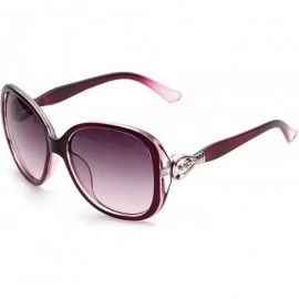 Oval Classic Retro Designer Style Sunglasses for Women Plate Resin UV 400 Protection Sunglasses - Purple a - CX18T2TMM53 $27.56