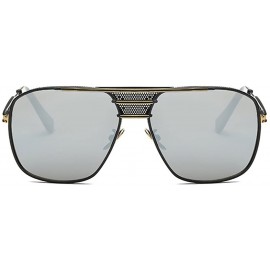 Oversized Retro Oversized Pilot Sunglasses For Men Women Unisex Metal Frame - Silver - CD185U00TC4 $15.09