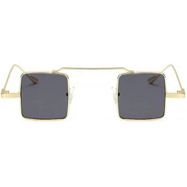 Square Small Square Steampunk Sunglasses for Women and Men Flat Top Metal Frame UV400 - C1 Gold Gray - C2198GHUSMC $10.00