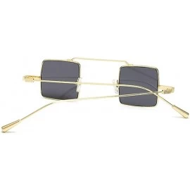 Square Small Square Steampunk Sunglasses for Women and Men Flat Top Metal Frame UV400 - C1 Gold Gray - C2198GHUSMC $10.00