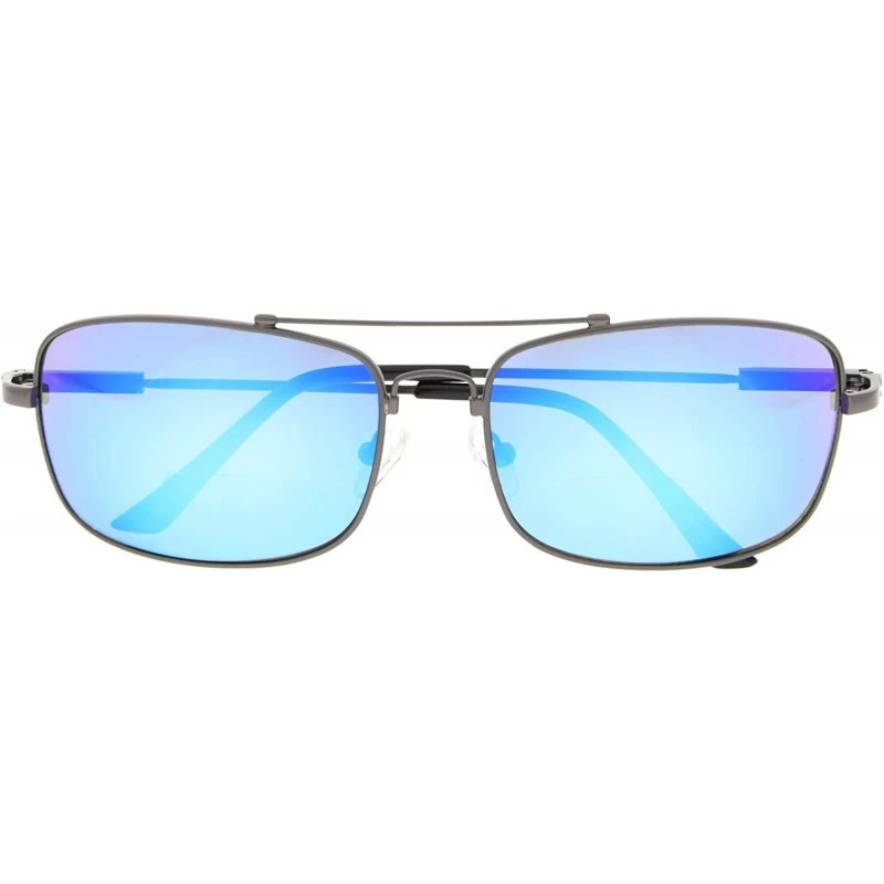 Rectangular Lightweight Flexible Bifocal Sunglasses - Blue-mirror - CO18NLI4GWE $28.54