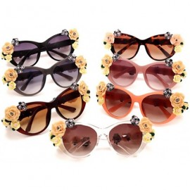 Wrap Sunglasses for Women Oversized Cat Eye Glasses Flowers Sunglasses Beach On Vaction UV400 Protection - Black - C21887Z5G4...