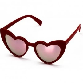 Sport Fashion Love Heart Shaped Sunglasses For Women Girls Hippie Party Shade Sunglasses - Red /Pink Mirror - CA180SKA47I $9.38