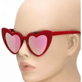 Sport Fashion Love Heart Shaped Sunglasses For Women Girls Hippie Party Shade Sunglasses - Red /Pink Mirror - CA180SKA47I $9.38