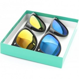 Aviator Men Women Retro Sunglasses Flash Color Mirror Lens UV Protection - Black/Sunset & Black/Blue - CT126EBAKRH $21.03