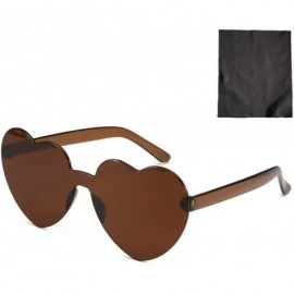 Rimless Women Heart Shaped Sunglasses Rimless Transparent Candy Color Frameless Glasses - CE1908O2LLT $16.50