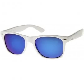 Wayfarer Hipster Fashion Flash Color Mirror Lens Horn Rimmed Style Sunglasses - White / Ice - CD12JRF0541 $23.08