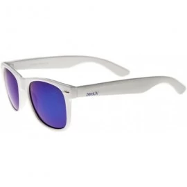 Wayfarer Hipster Fashion Flash Color Mirror Lens Horn Rimmed Style Sunglasses - White / Ice - CD12JRF0541 $12.59