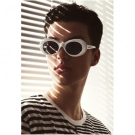 Oval Authentic Clout Goggles Bold Oval Retro Mod Kurt Cobain Sunglasses Clout Round Lens - CJ18NGLDCZ3 $14.54