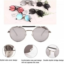 Goggle Steampunk Style Round Vintage Polarized Sunglasses Retro Eyewear UV400 Protection Matel Frame - Sliver Sliver - C3198D...