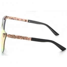 Sport Rimless Cat Eye Sunglasses with Skull Frame and Flower Leg for Women Metal Temple Shade UV400 - C8 - CR1987A2SAH $25.12
