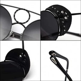 Round Retro Punk Sunglasses Women Polarized Metal Frame Vintage Round Sun Glasses for Men - Full Black - CB18AG77T6M $8.76