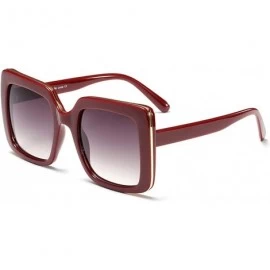 Oversized Oversized Square Sunglasses Women Fashion Sun Glasses Women Gift - Burgundy - CT18O3Q42GD $12.74