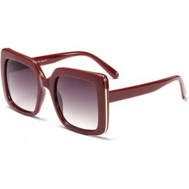 Oversized Oversized Square Sunglasses Women Fashion Sun Glasses Women Gift - Burgundy - CT18O3Q42GD $20.01