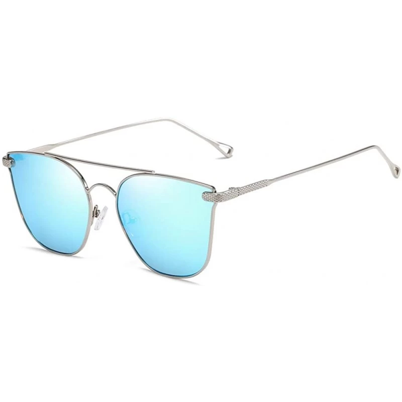 Oval Women Sunglasses Retro Gold Grey Drive Holiday Oval Non-Polarized UV400 - Blue - CP18R83GOXT $9.82