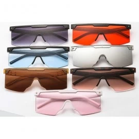 Square Fashion Oversized Sunglasses Glasses Sunglass - Silver - C918XDUXGQ6 $24.98
