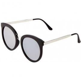 Round Women Round Sunglasses Mod Metal Temple Flat Mirror Lens - CN18Y7T63W2 $17.80